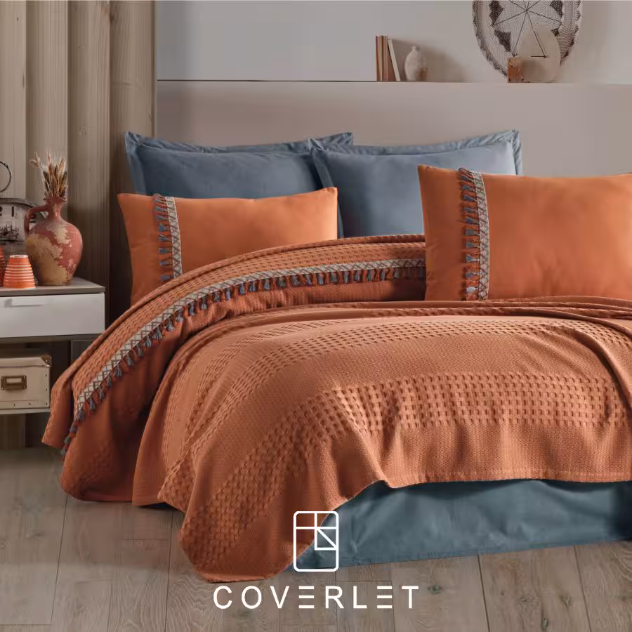 ست پیکه روتختی آجری طوسی دونفره مدل Bohemline