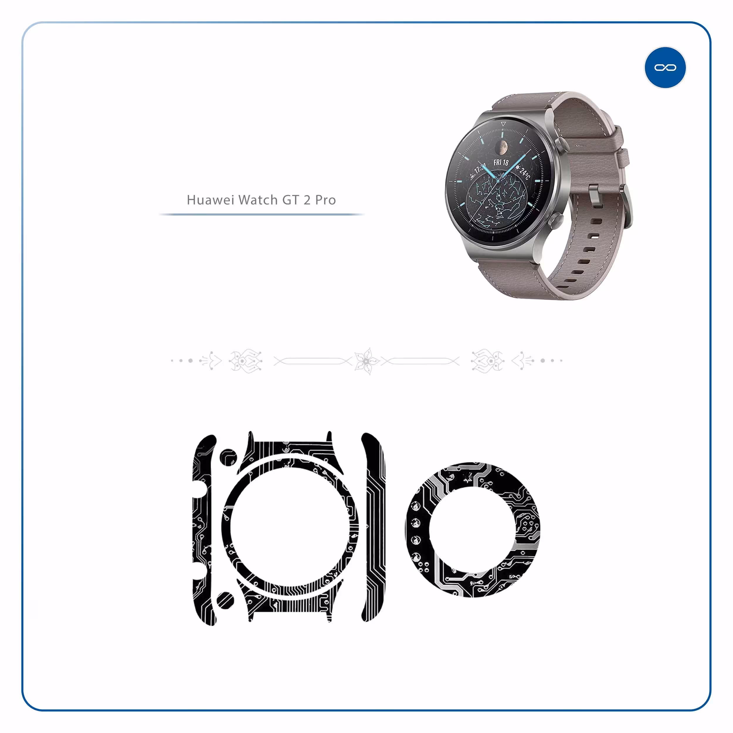 برچسب ماهوت طرح Black Printed Circuit Board مناسب برای ساعت هوشمند هوآوی Watch GT 2 Pro