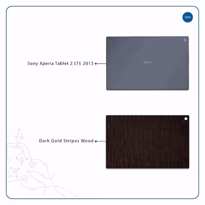 برچسب پوششی ماهوت مدل Dark-Gold-Stripes-Wood مناسب برای تبلت سونی Xperia Tablet Z LTE 2013