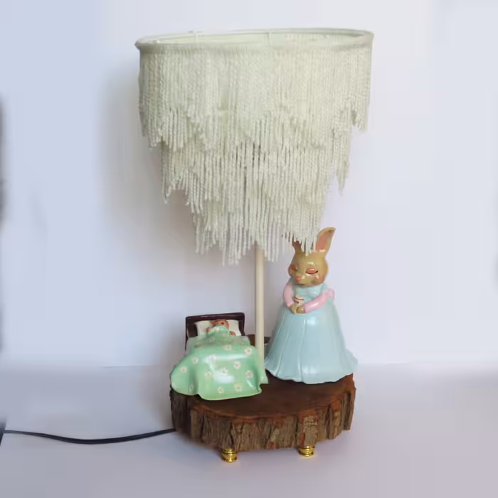 آباژور رومیزی مدل دستساز طرح خرگوش و مادر