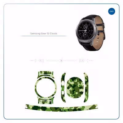 برچسب ماهوت طرح Army_Green مناسب برای ساعت هوشمند سامسونگ Galaxy Gear S2 Classic