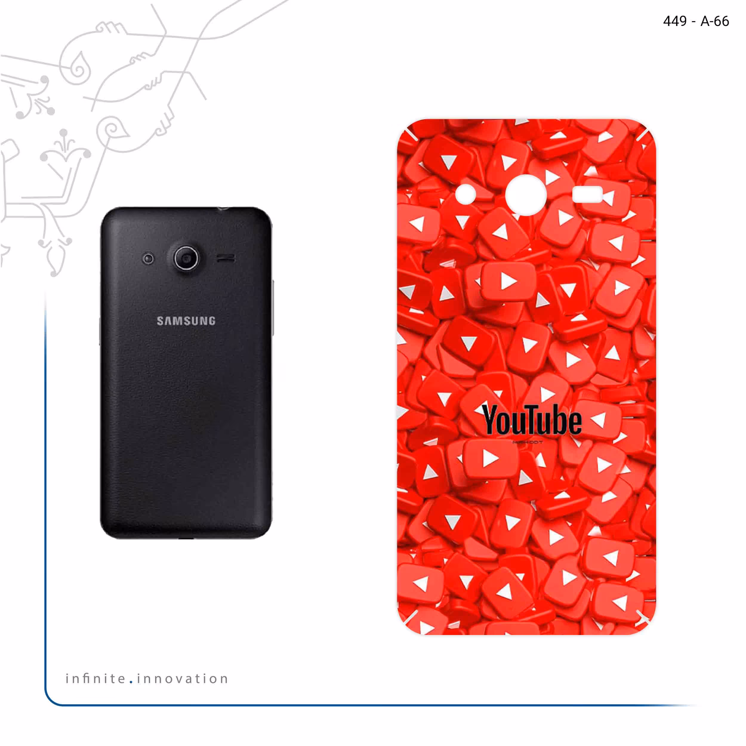 برچسب پوششی ماهوت مدل Youtube مناسب برای گوشی موبایل سامسونگ Galaxy Core 2