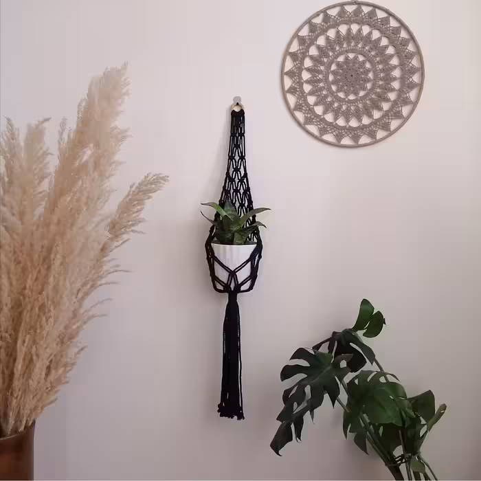 آویز گلدان بافتنی مدل دیواری کد P448