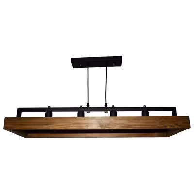 چراغ آویز چهار شعله مدل Wooden Rectangle کد 402