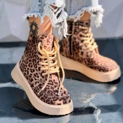 بوت نیم ساق ترکیده طرح پلنگی 1120