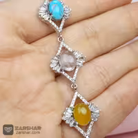 دستبند نقره سه نگین شرف الشمس فیروزه در نجف طرح زیبا
