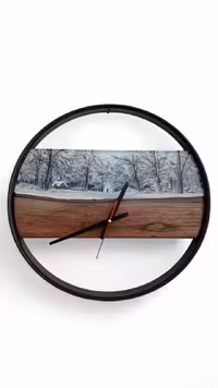 ساعت دیواری رزین و چوب