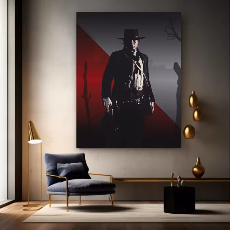 تابلو شاسی طرح گیم مهیج RED DEAD مدل مبارز خشمگین کد BR134 | دنیای قاب