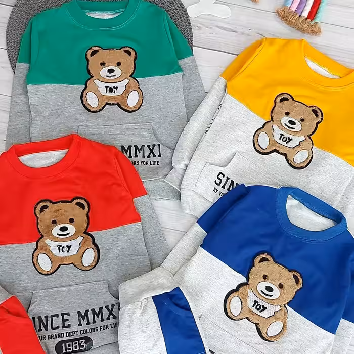 بلوز شلوار اسپرت جنس پنبه اسپان درجه یک طرح خرس