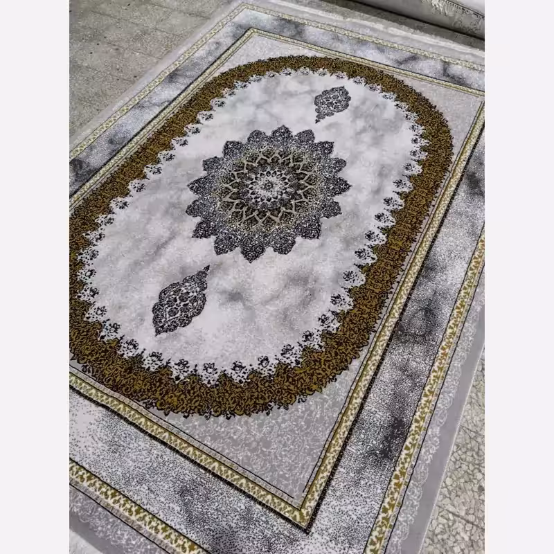 فرش ماشینی کاشان طرح مرمرنقره ای بی سی اف 9متری (باارسال رایگان)