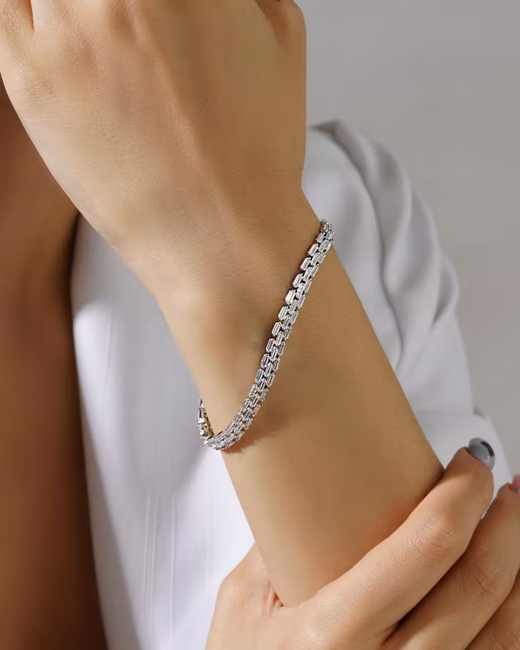 دستبند وارداتی جواهری نقره زنانه کد 30253