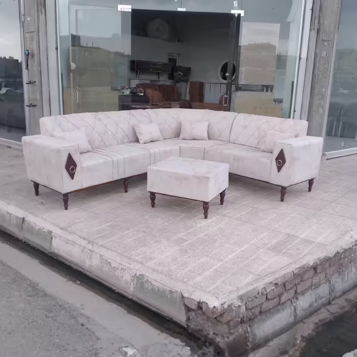 مبل ال چستر کمجا پایه چوبی دررنگبندی
