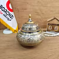 شکلات خوری درب دار برنز سیاه قلم سنگین سایز متوسط