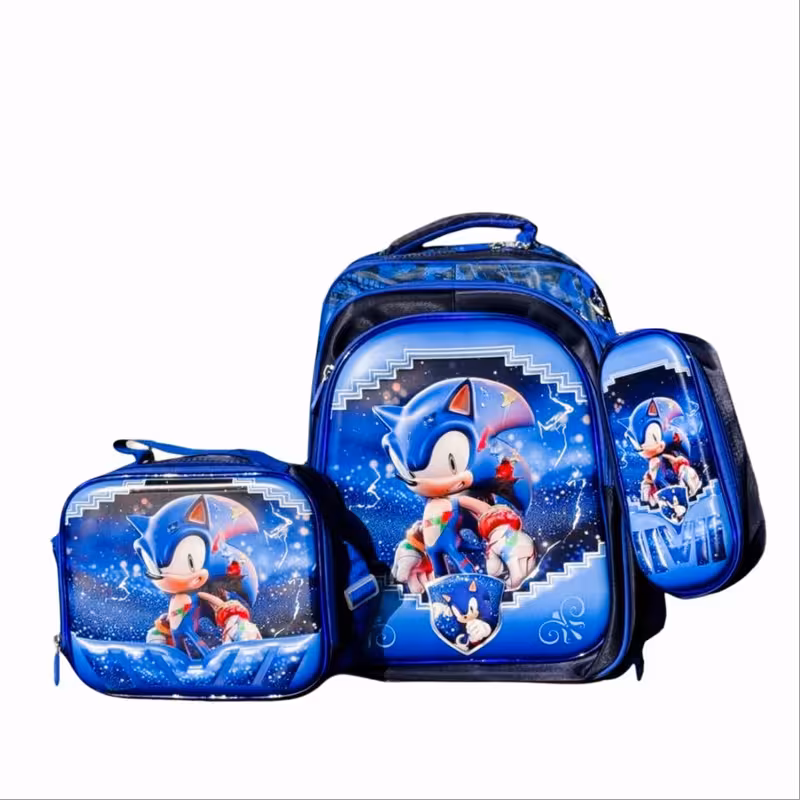 کوله پشتی مدرسه طرح سونیک کد k20421 به همراه جامدادی و کیف غذا | چاوه