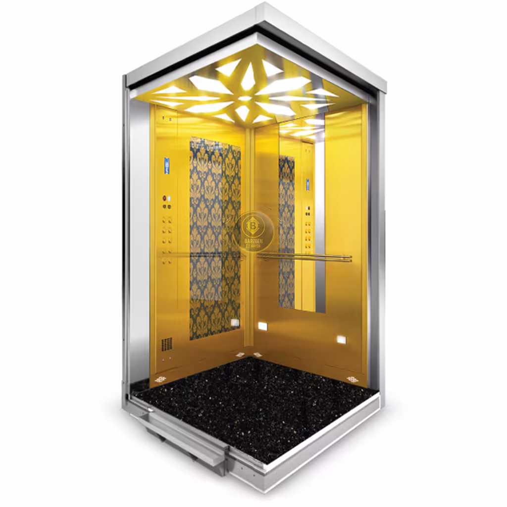 کابین آسانسور استیل طلایی کد 10304