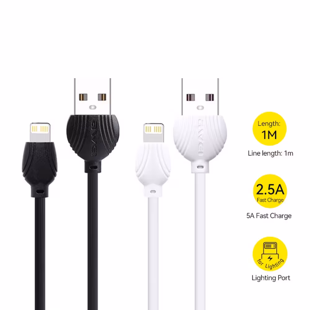 کابل شارژ USB-A به لایتنینگ برند awei مدل CL-63