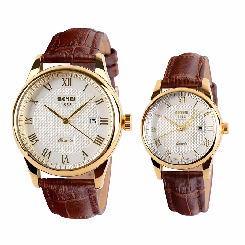 ست ساعت مچی عقربه ای زنانه و مردانه اسکمی مدل 9058G