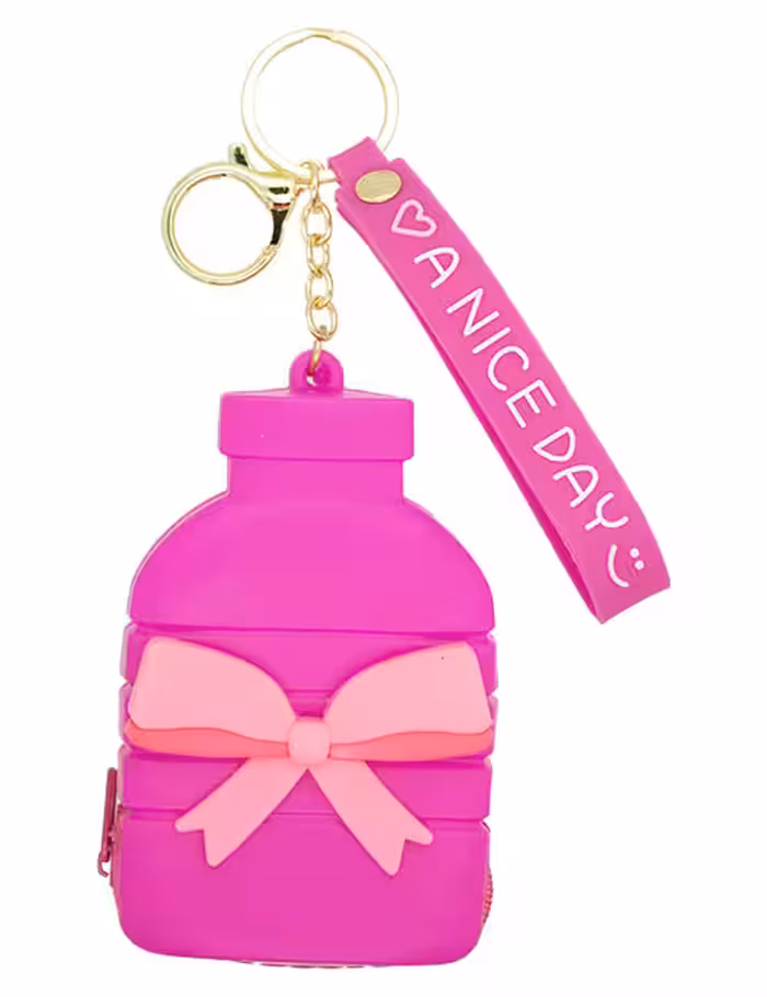 جاکلیدی سیلیکونی فانتزی طرح قمقمه باربی کد A صورتی