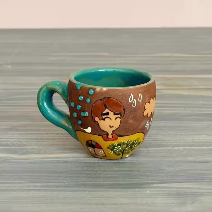 شات اسپرسو دسته دار رنگین گلس طرح چهار