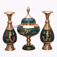 ست جفت گلدان و شکلاتخوری مس نگار کد mnsg295