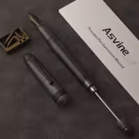 ازوین خودنویس وکیوم مشکی Asvine Vacuum Filling Matte Black Transparent V126