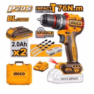 دریل شارژی براشلس چکشی اینکو مدل CIDLI20768