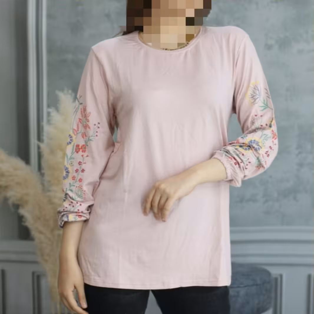 تونیک شومیز گلدار آستین بلند نخ پنبه با تخفیف ویژه