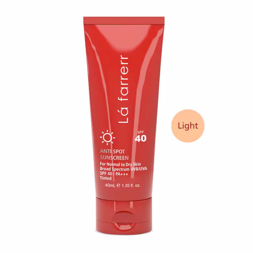 کرم ضد آفتاب SPF40 پوست خشک و معمولی لافارر رنگی و ضد لک 40 میلی لیتر | La Farrerr Anti Spot Sunscreen for Normal to Dry Skin SPF40