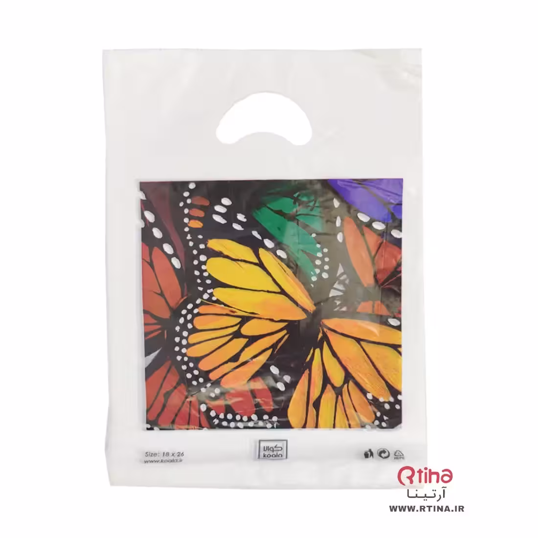 کیسه پلاستیک طرح دار مدل دسته موزی (بسته 100 عددی) 18×26