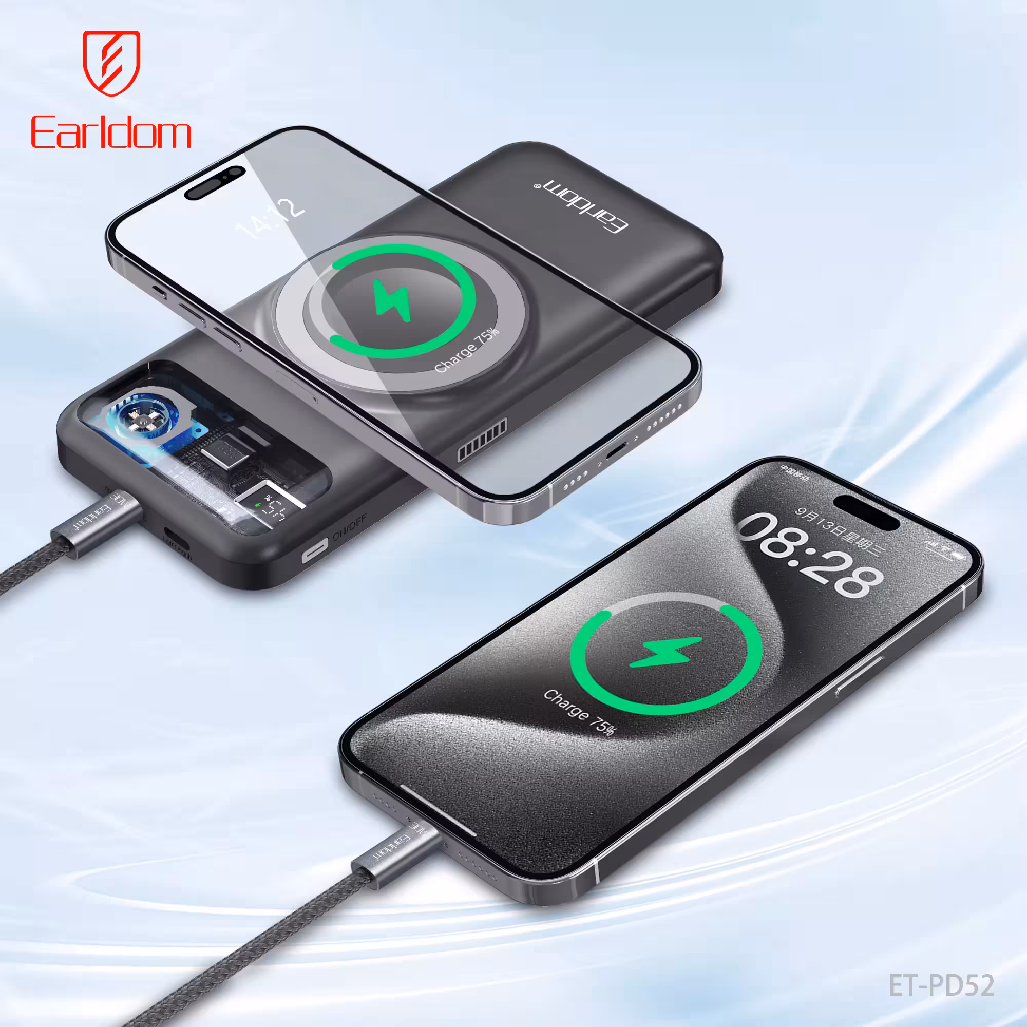 پاوربانک ارلدام مدل 5IN1 PD52 ظرفیت 10000 میلی آمپر ساعت