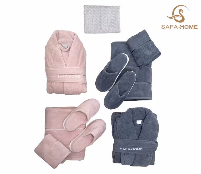 ست حوله دوقلو میکرو طوسی تیره صورتی