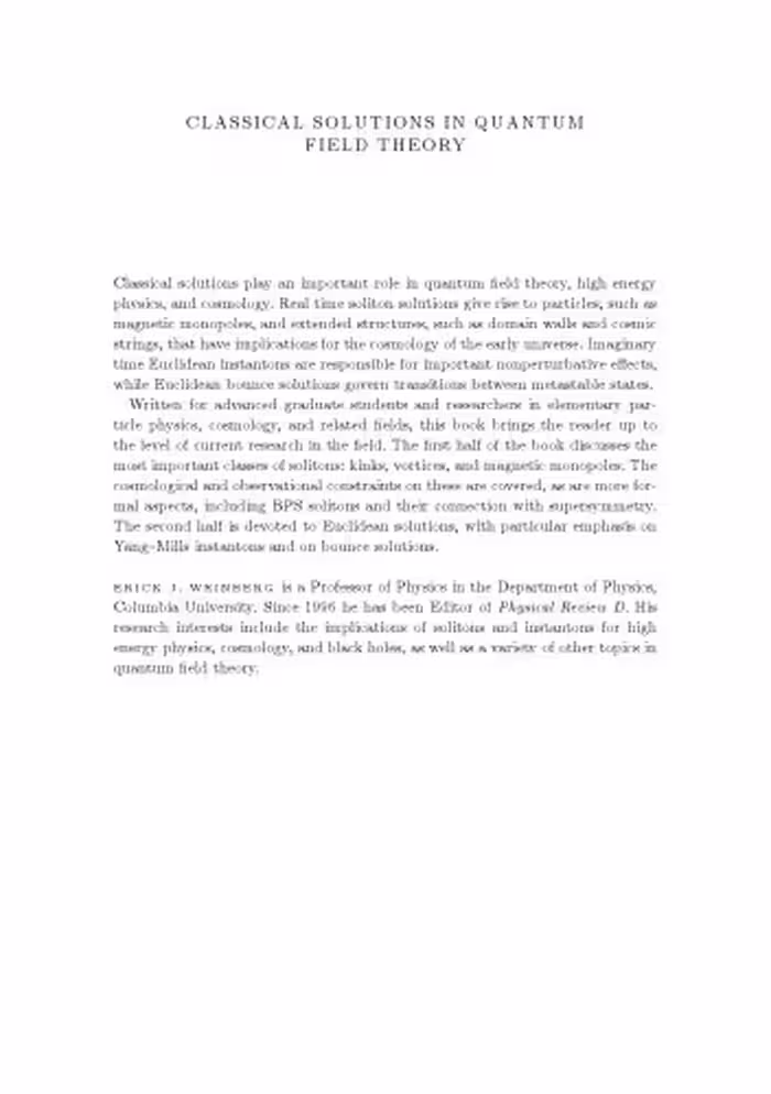 خرید و دانلود نسخه کامل کتاب Classical Solutions in Quantum Field Theory: Solitons and Instantons in High Energy Physics