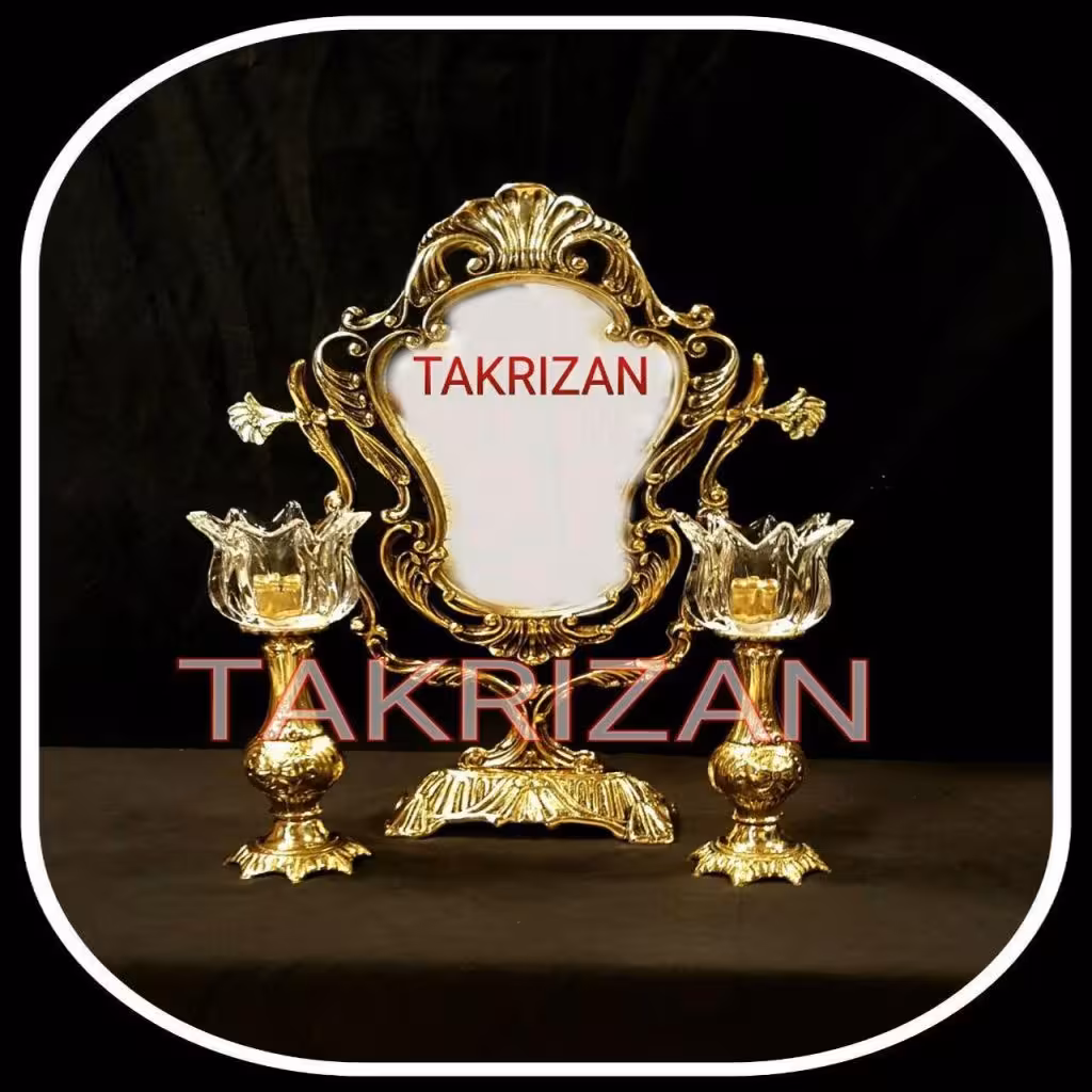 آینه شمعدان صدف برنزی