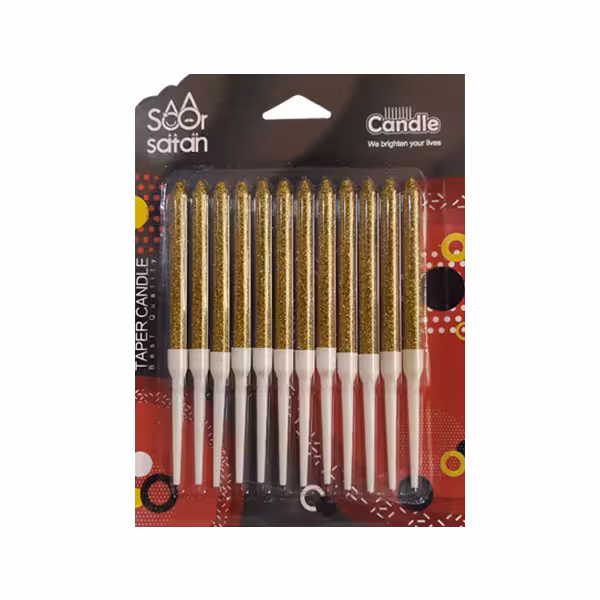 شمع تولد مدادی طلایی اکلیلی 11 سانتی بسته 12 عددی