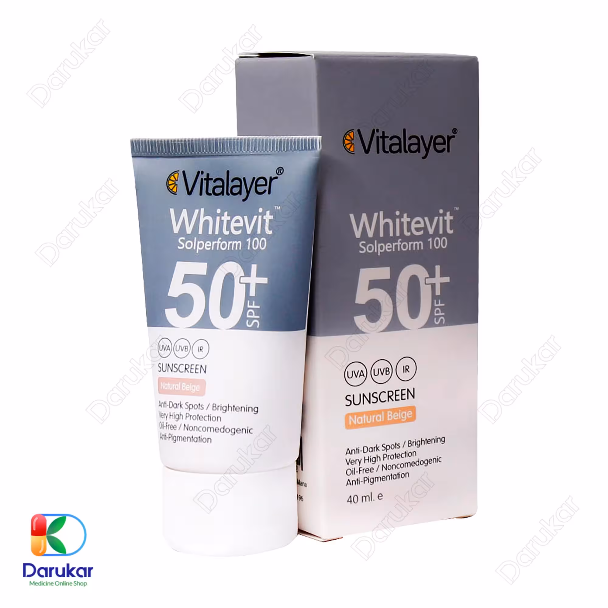 کرم ضد آفتاب و ضد لک وایت ویت ویتالیر SPF50 حجم 40 میلی لیتر