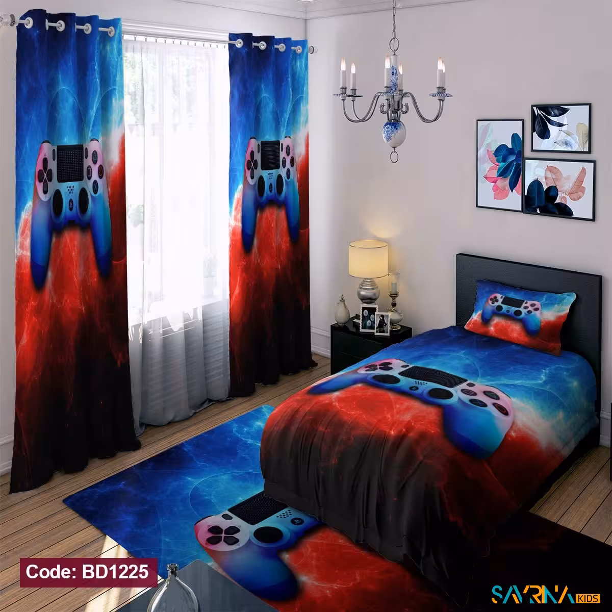 ست اتاق خواب پسرانه طرح دسته بازی کد BD1225