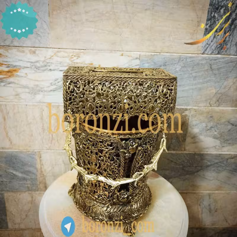 سطل و جا دستمال برنزی طرح جدید رومیزی