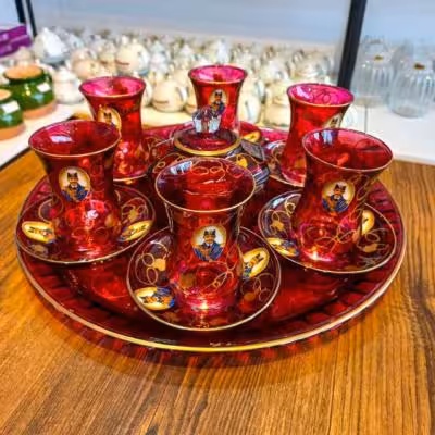 سرویس چای‌ خوری شاه عباسی قرمز
