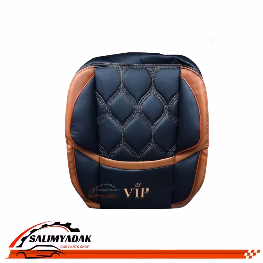 روکش صندلی کوییک چرم رنگ مشکی نوار مارون طرح vip