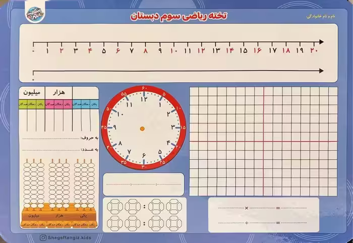 تخته ریاضی سوم دبستان (شگفت انگیز) - کتاب‌فروشی کوچه کتاب