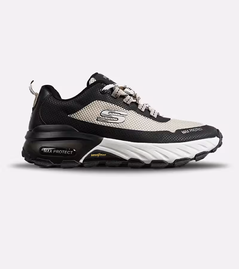 کفش کتانی طبی ورزشی کرم مشکی SKECHERS max protect مدل 8085