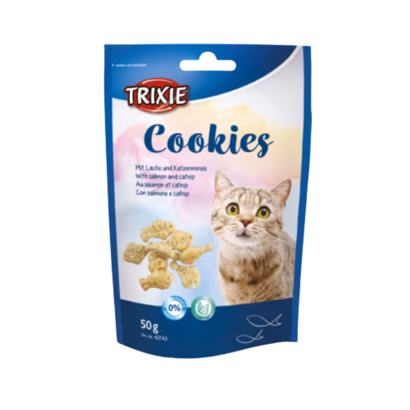 تشویقی بیسکوییتی گربه حاوی کتنیپ و ماهی برند Trixie تریکسی 50 گرمی
