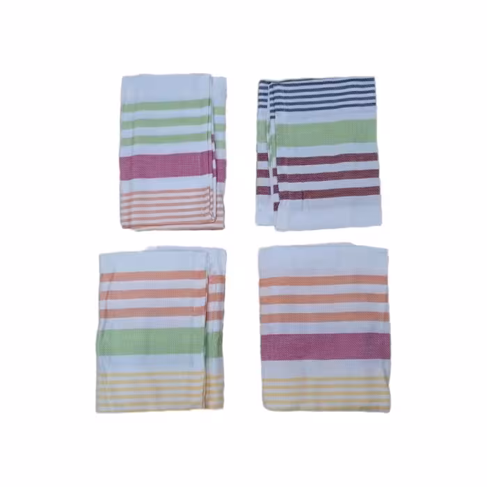 دستمال تنظیف راه راه ابراهیمی چهار عددی مدل چند رنگ سایز 60*40 سانتیمتر