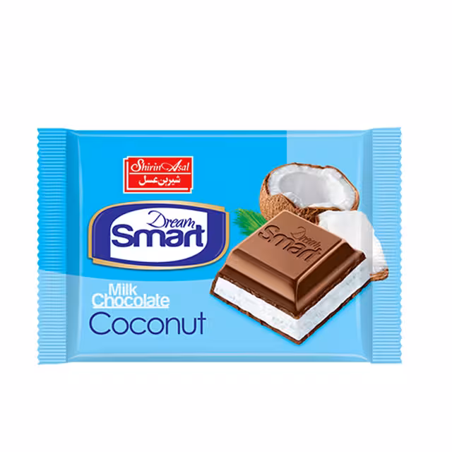 شکلات شیری با کرم نارگیل دریم اسمارت شیرین عسل 18 گرمی