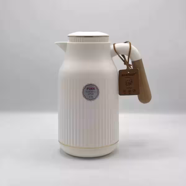 فلاسک چای 1 لیتر دسته چوبی جرمکس شیری 2131