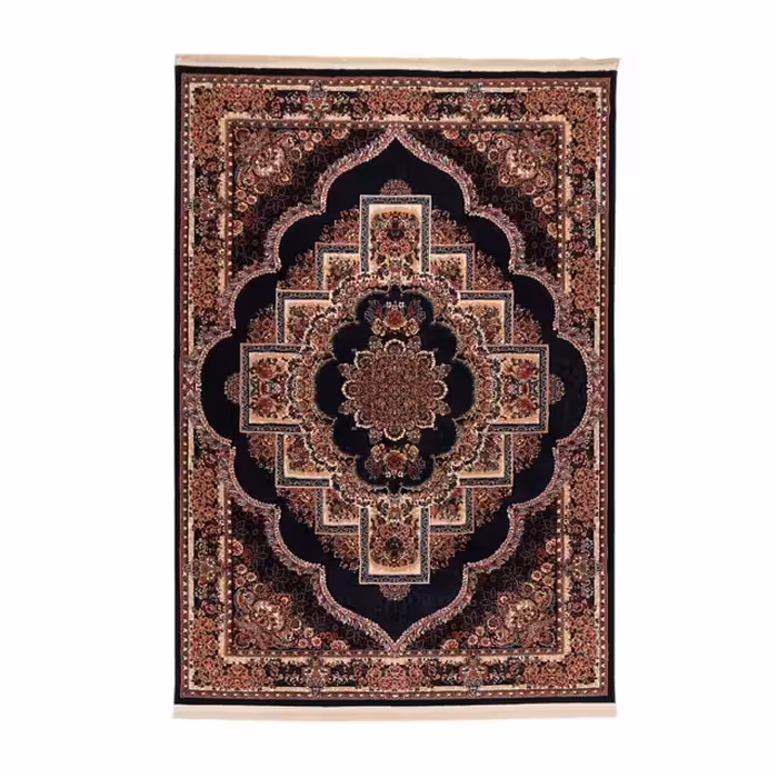 گبه ماشینی دنیای فرش کد 546S زمینه سرمه ای