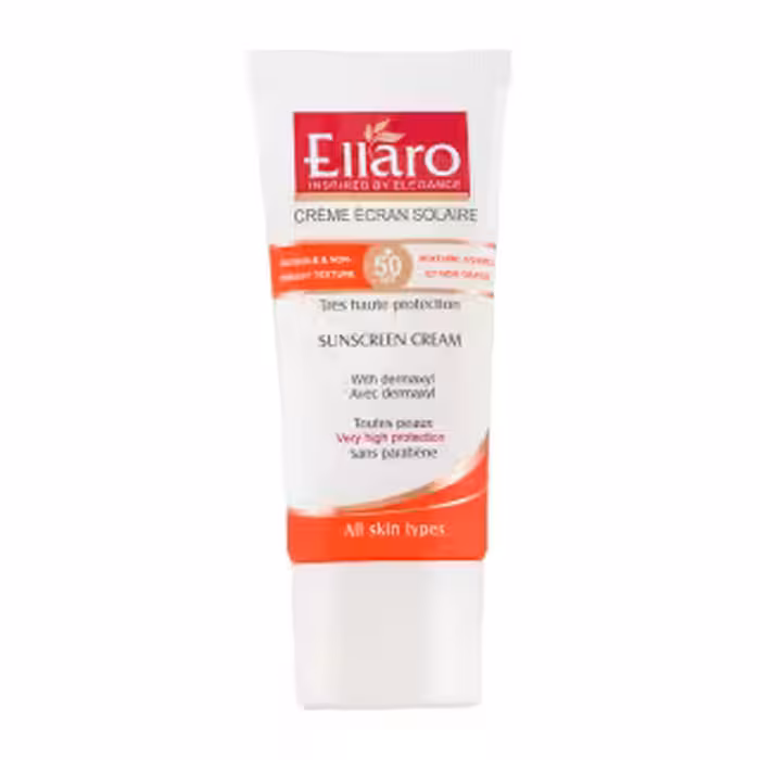 کرم ضد آفتاب SPF 50 مناسب انواع پوست بدون رنگ 50 میل برند الارو