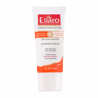 کرم ضد آفتاب SPF 50 مناسب انواع پوست بدون رنگ 50 میل برند الارو
