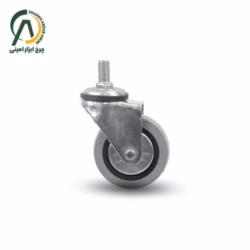 چرخ بیمارستانی طوسی پیچی گردان قطر 75 میلی متر