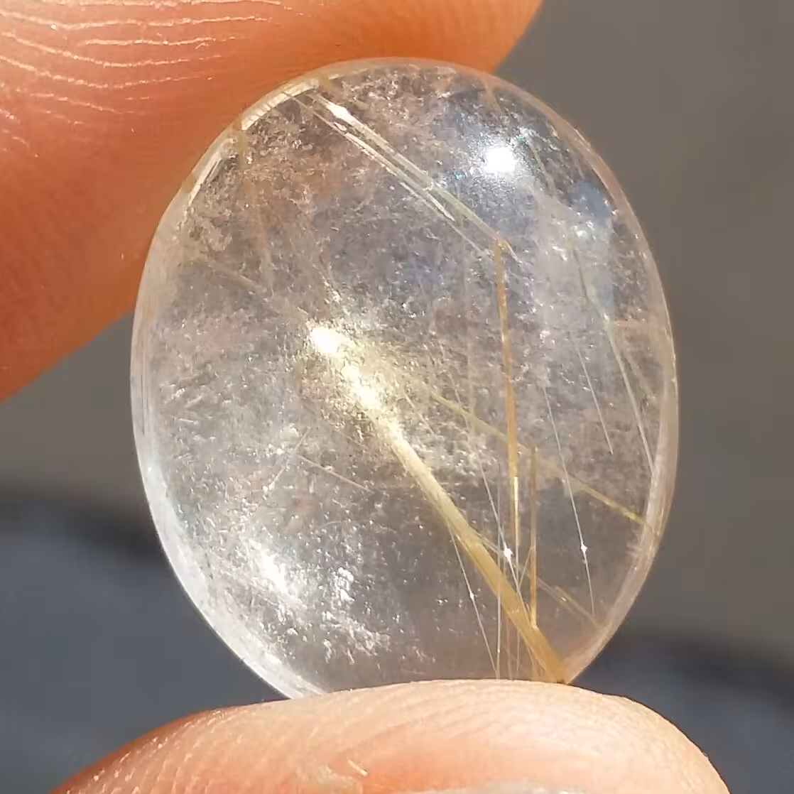 نگین رتایل روتایل کوارتز مویی طلایی بسیار خاص و زیبا کد 11739